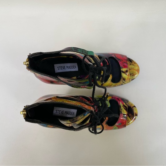 Steve Madden Cynthia Lace Up Colorful Abstract  4.5" high heels Size 7.5M - Picture 13 of 14